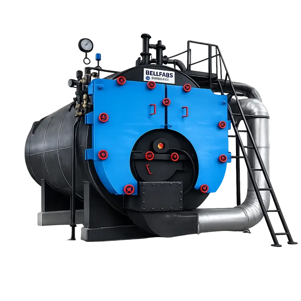 Bellfabs solid fuel fired three-pass packaged steam boiler, 0.5 to 8 TPH, IBR, supplied by Dhyami