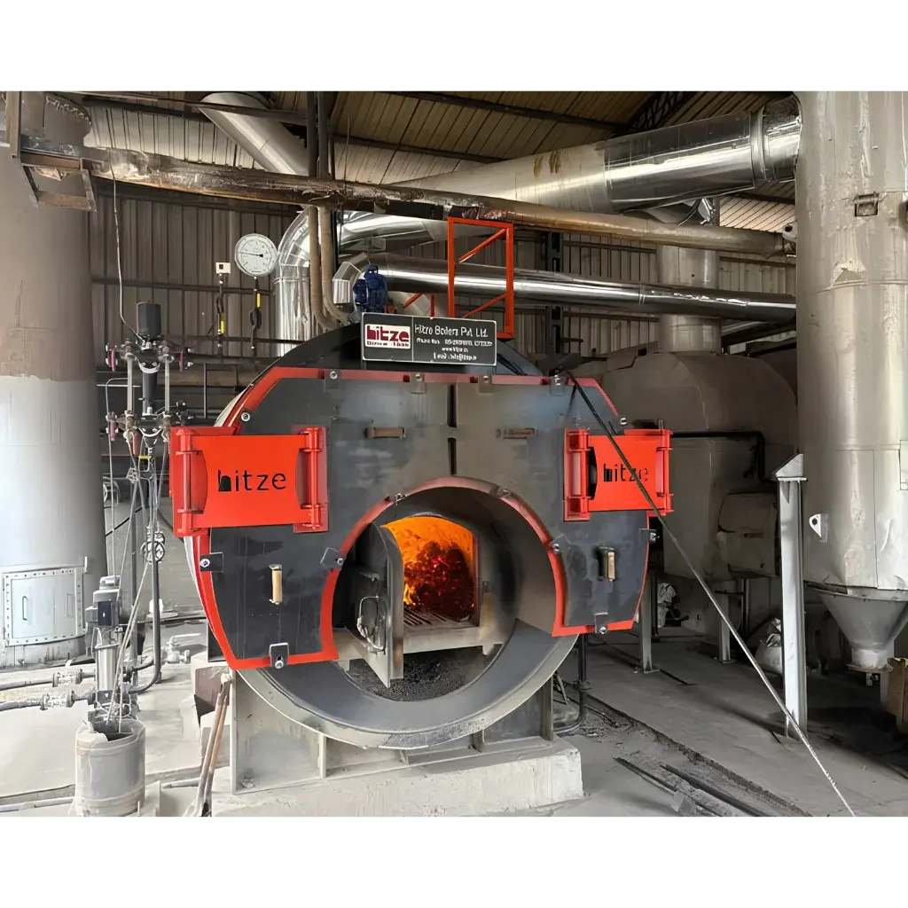 Hitze TITAN-2000 horizontal fire tube IBR certified 3-pass packaged steam boiler, 2000 kg/hr, supplied by Dhyami