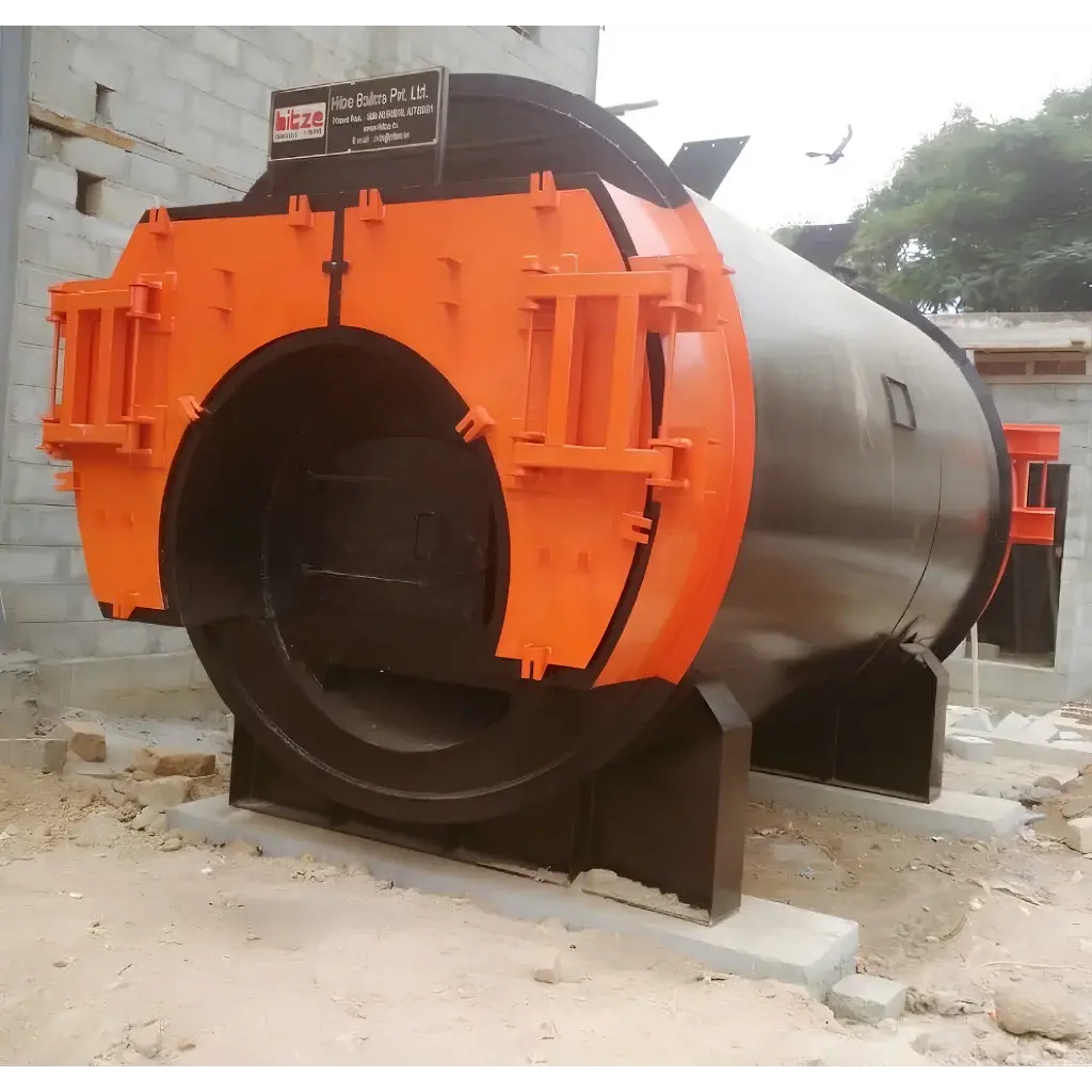 Hitze TITAN-4000 horizontal fire tube IBR certified 3-pass packaged steam boiler, 4000 kg/hr, supplied by Dhyami