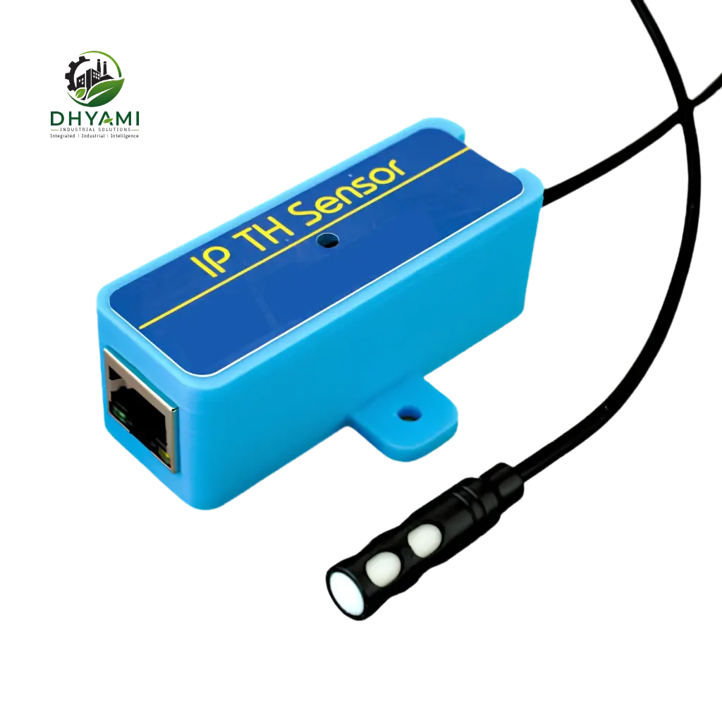 Inductive proximity sensor by Dhyami in a stainless steel body used to detect metal objects without contact in automation