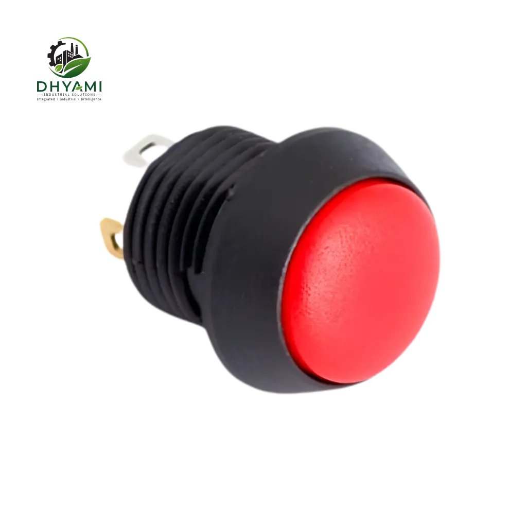 Push button switch by Dhyami in 22mm panel-mount type used for start, stop and control commands in electrical panels