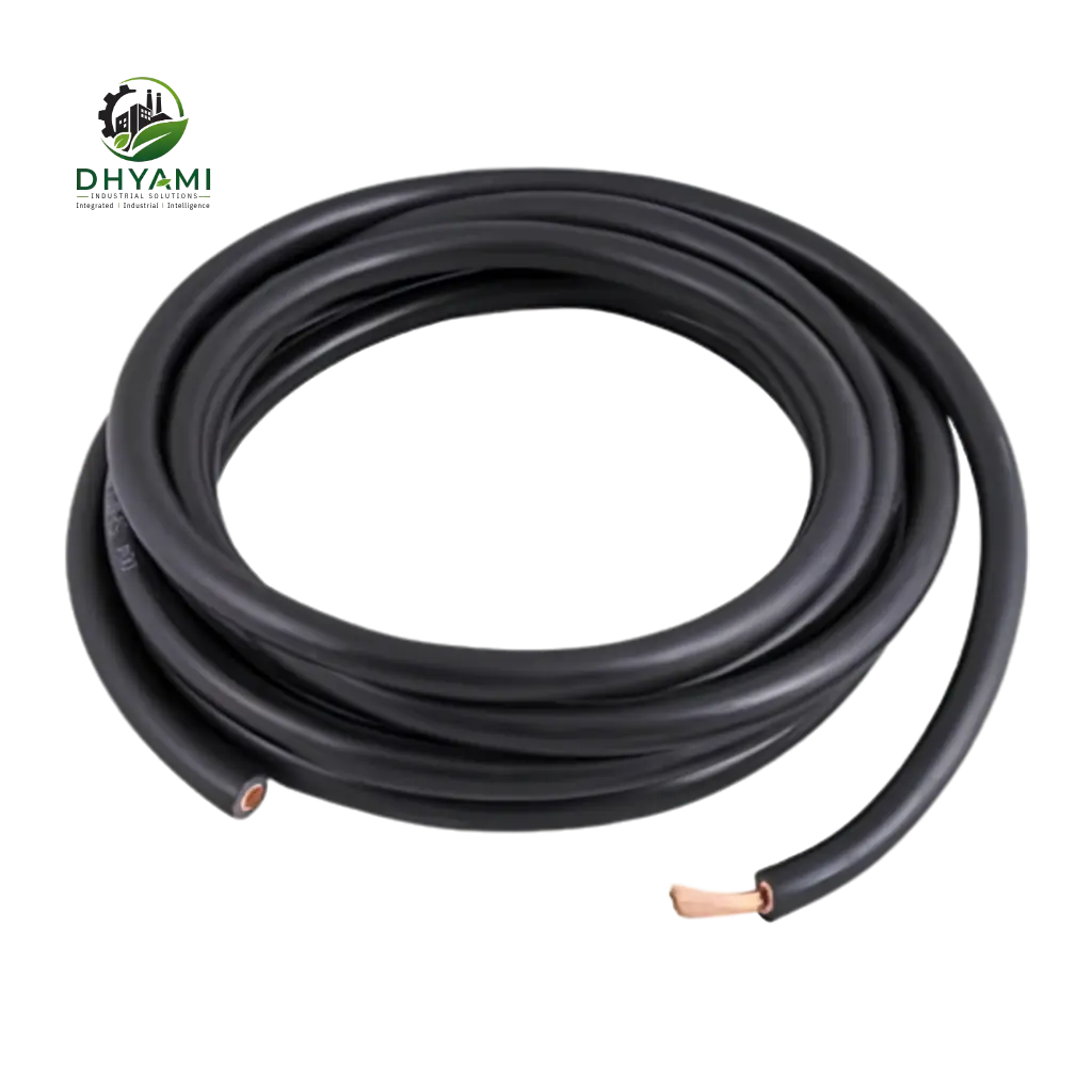 Welding cable by Dhyami with fine stranded flexible copper and EPDM rubber sheath used to carry welding current