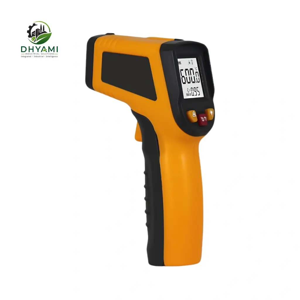 Industrial infrared thermometer by Dhyami used for non-contact process and ambient temperature measurement