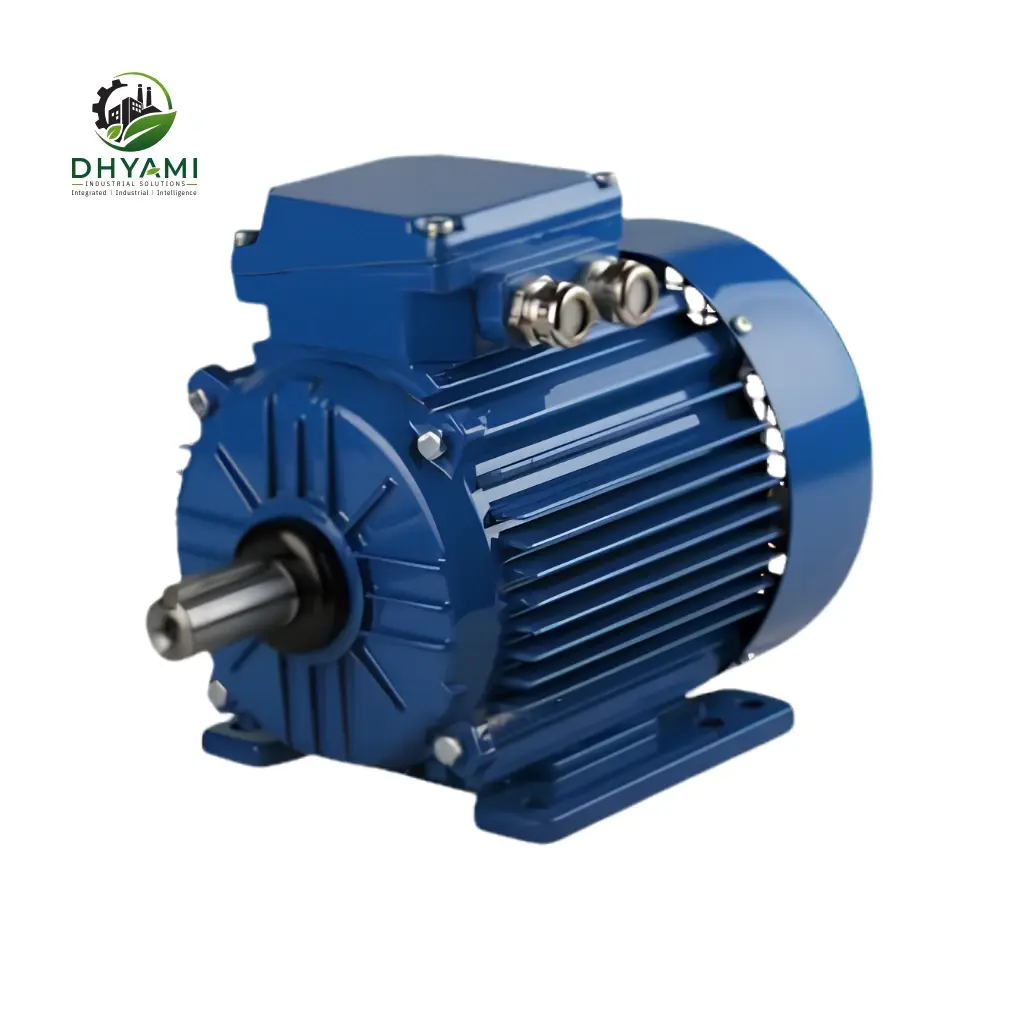 Electric motor by Dhyami, a three phase induction motor with foot mounting used to drive industrial pumps and machinery