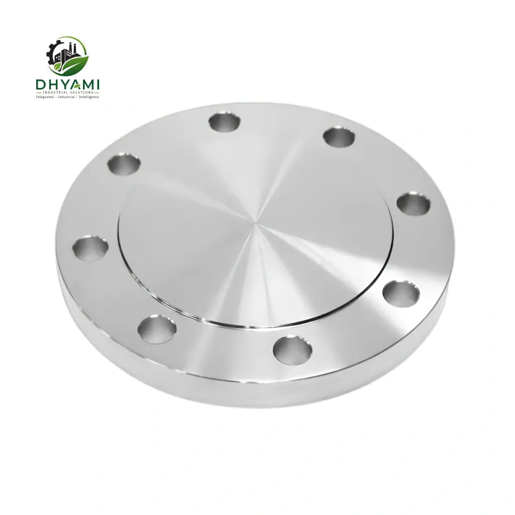 Blind flange by Dhyami in carbon steel, a solid disc flange used to seal and close off a pipeline end