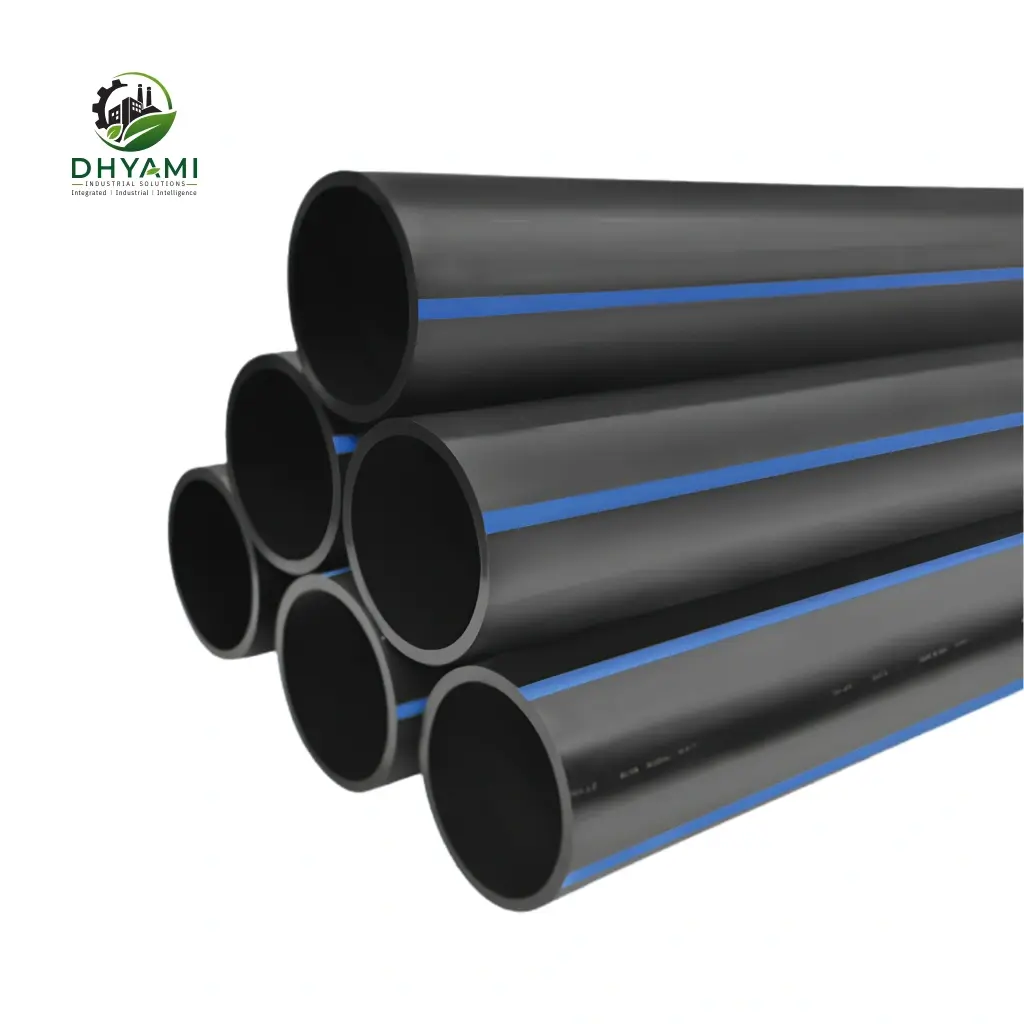 HDPE pipe by Dhyami in PE100 high-density polyethylene used for water, gas and sewerage lines