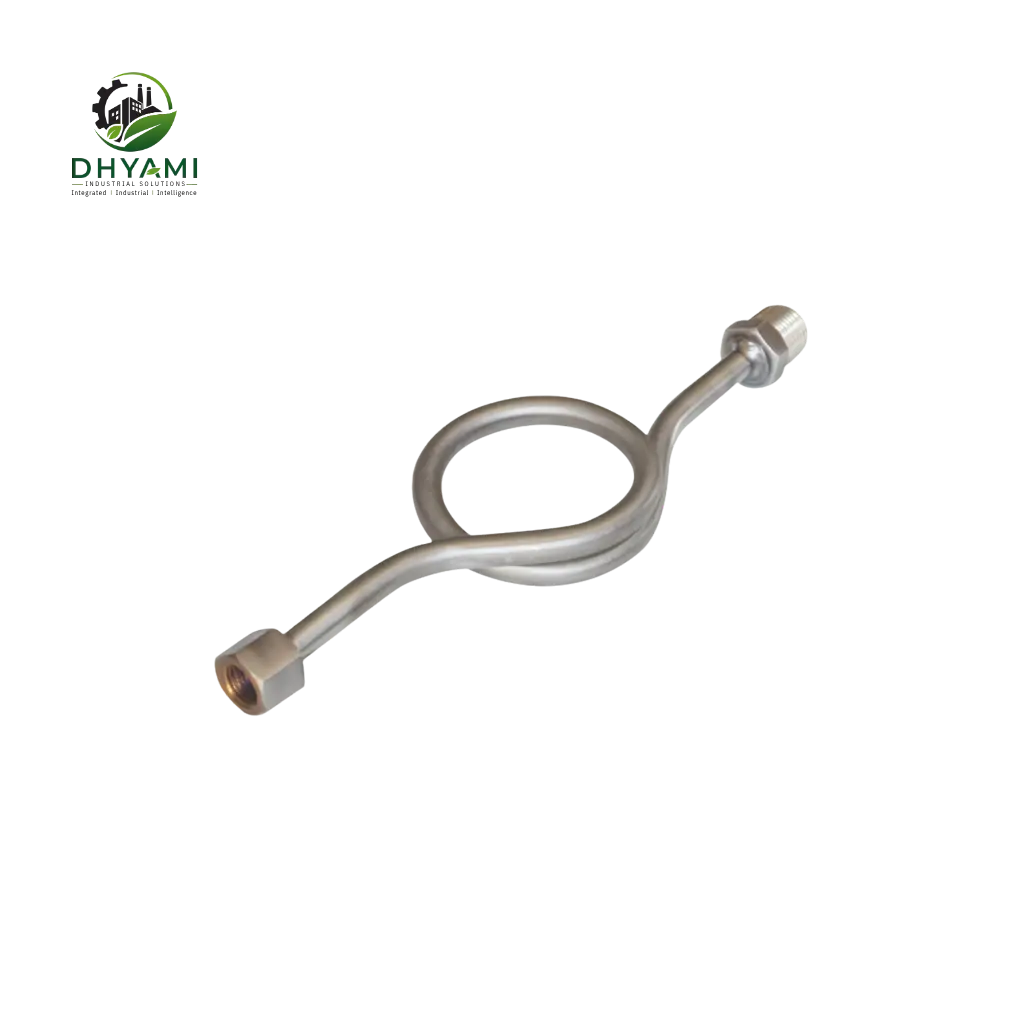 Pressure gauge syphon tube by Dhyami in coil pigtail form used to protect a gauge from steam heat and pulsation