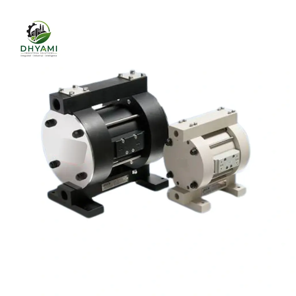 Air operated diaphragm pump by Dhyami with aluminium body driven by compressed air for chemical and slurry transfer