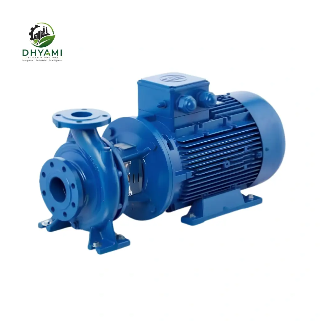 Centrifugal pump by Dhyami with cast iron body and electric motor drive used for industrial water and liquid transfer