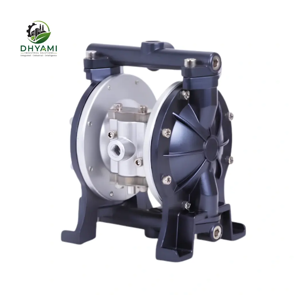 Diaphragm pump by Dhyami with stainless steel body used for chemical, slurry and metering duty in process industries