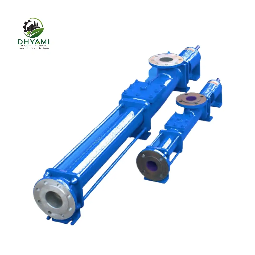 Progressive cavity screw pump by Dhyami with rotor-stator design used for pumping viscous sludge and slurry