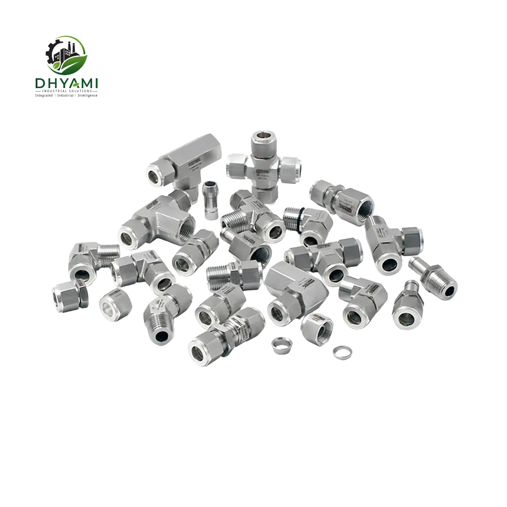 Instrumentation valves and fittings by Dhyami in stainless steel 316 used for instrument isolation and process sensing lines